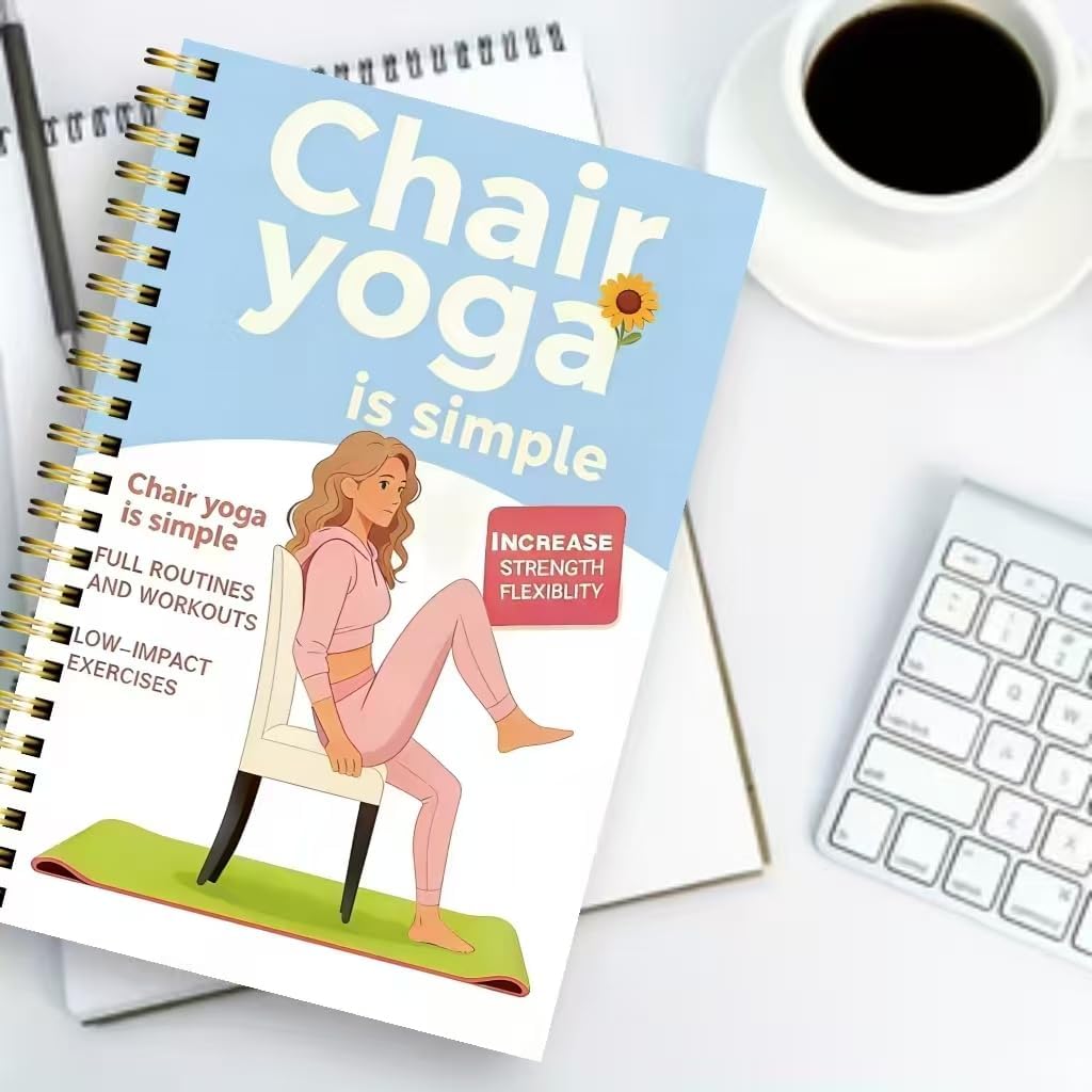 30-Day Chair Yoga Guide Book for Beginners, 60 Workouts for Weight Loss & Flexibility, Spiral Bound Senior Exercise Book (5.5x8.3 Inch, Green)