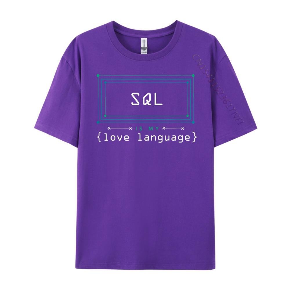 SQL — мой язык любви Программист Черные графические футболки Женская футболка с коротким рукавом