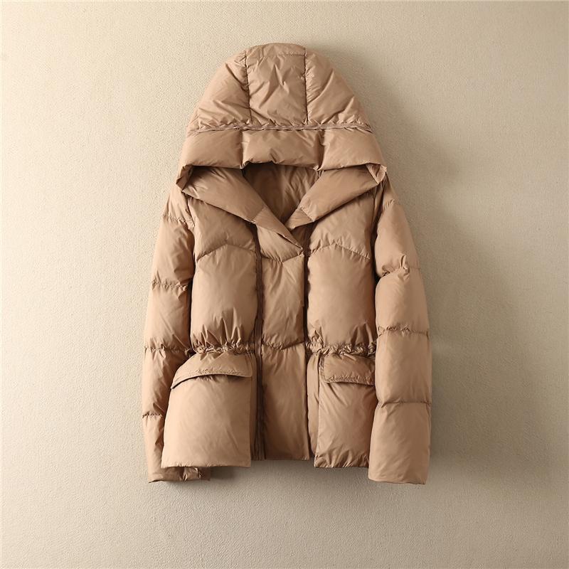 Осенне-зимний стиль, свободная теплая белая куртка-пуховик с капюшоном, ветрозащитная короткая парка, однотонная верхняя одежда