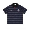 DRIPX Cream Black Striped Badge Printed Polo Shirt Men Oversized Loose Casual Streetwear Retro Short Sleeve Collared Tee