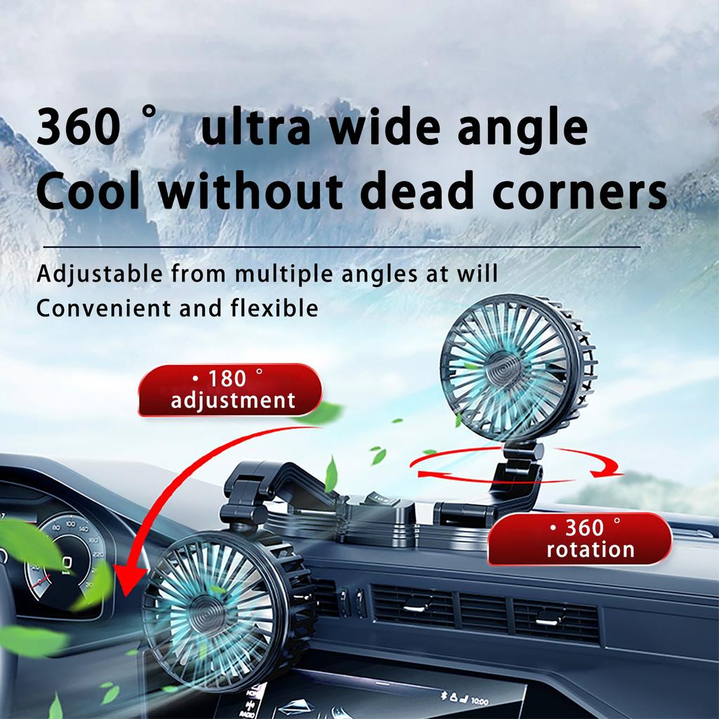 Car Fan Double Car Desktop Use ° Rotation Powerful Car Usb Fan