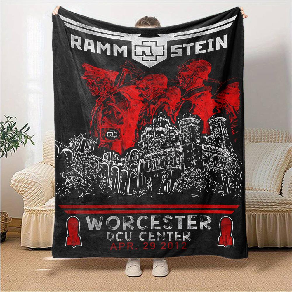 1pc RAMMSTEIN WORCESTER Themed Printed Soft and Comfortable Home Blanket, Small Throw Blanket, Nap Blanket, Suitable as a Gift l003