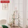 1PC Nuan Series Christmas Style Sheer Curtains Christmas Tree Pattern Printed Tulle for Kitchen Bedroom and Living Room Home Decor