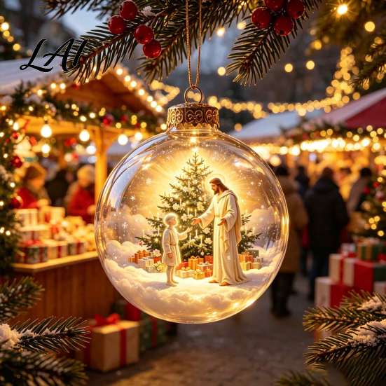 Party Atmosphere Hanging Balls Glowing Christmas Story Ornament Light-Up 3D Ball with Warm LED Mini Decor for Living Room Holiday Scene Clear