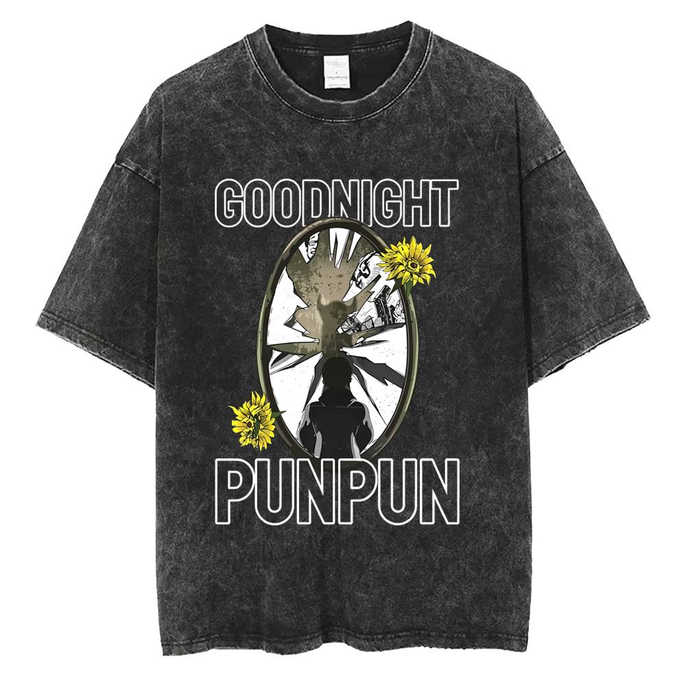 Washed Vintage Anime Oyasumi Goodnight Punpun Graphic T Shirt Men Women Manga Oversized T-shirt Unisex Y2k Gothic Rock T-shirts