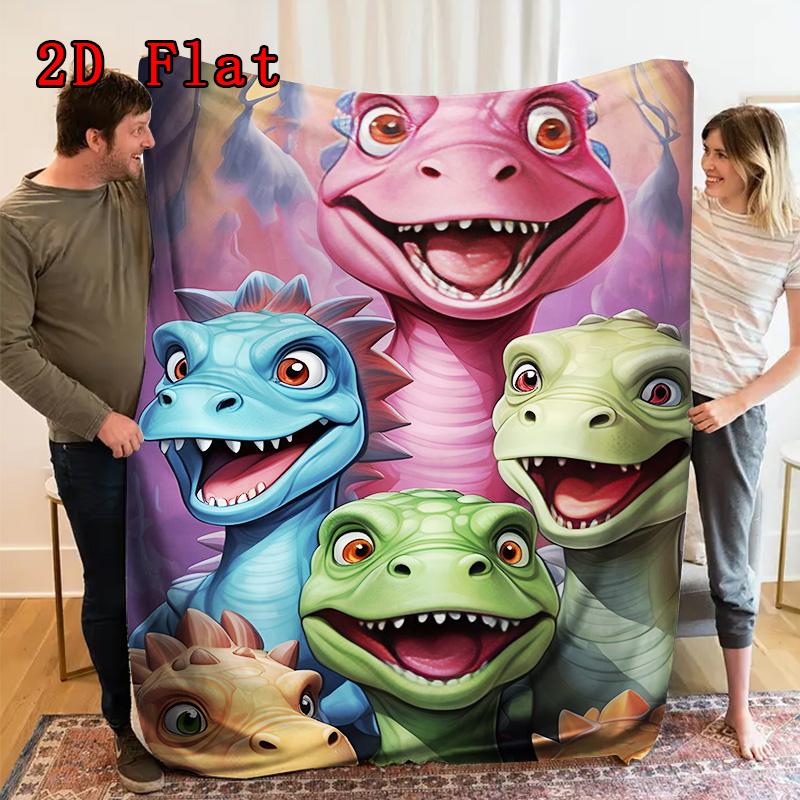 Cute dinosaur 2D Flat Pattern Flannel Blanket High quality All Seasons Warmth and Comfort Perfect for Christmas Gifts.MMT0918470