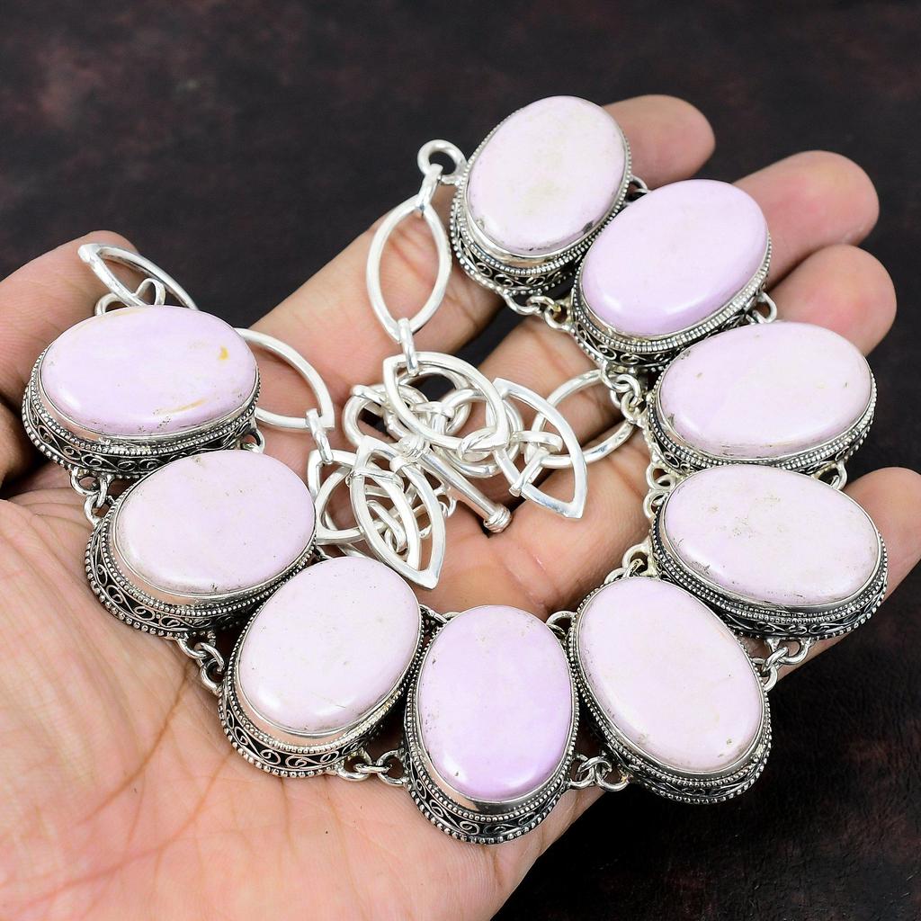 Ожерелье из драгоценного камня фосфосидерита, ожерелье из стерлингового серебра 925 пробы, регулируемое ожерелье-цепочка, ювелирные изделия из фосфосидерита, винтажное ожерелье ручной работы