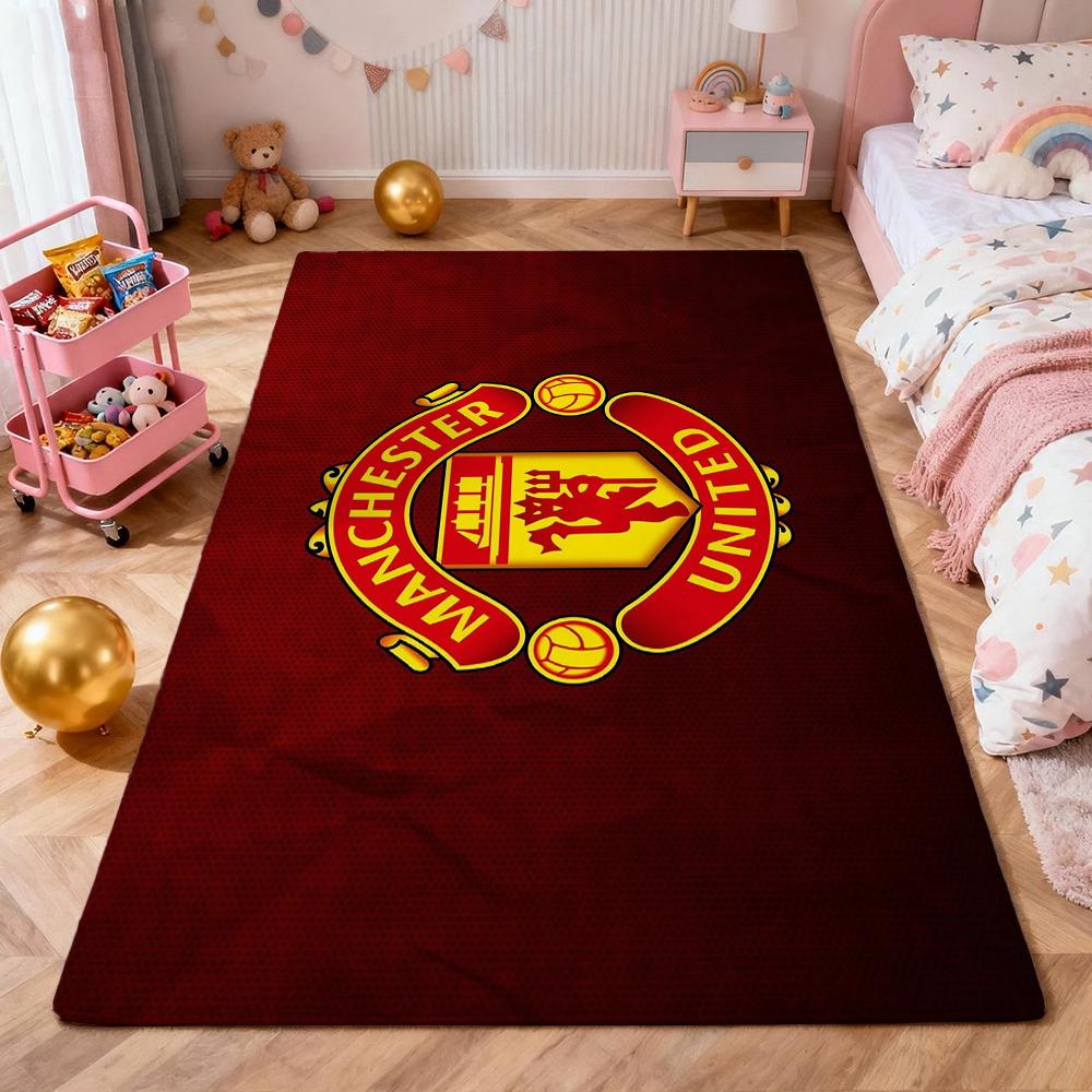 Manchester living room sofa Logo Rug Plush Rug Large Area Rug Nursery Mat Water Absorbent