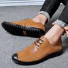 Italian Casual Men's Soft Genuine Leather Shoes Fashionable Minimalist Style Office Driving Outdoor Leisure Business Brown