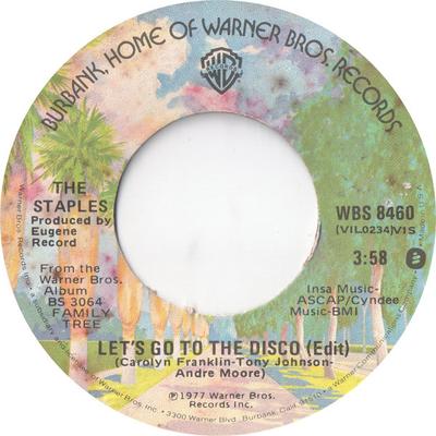 7-дюймовая пластинка STAPLES - Let's Go To The Disco / See A Littl WBS8460 Warner Bros. Re 1977 US Соул/Фанк Б/у