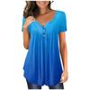 Women's Short-sleeve Loose Tops Casual Plus Size Tunic Button Tops