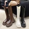 Muffin Bottom High Boots Thick Heel Thick Sole Knee Long Boots Small Man Height Increase Versatile Knight Boots Female Ins
