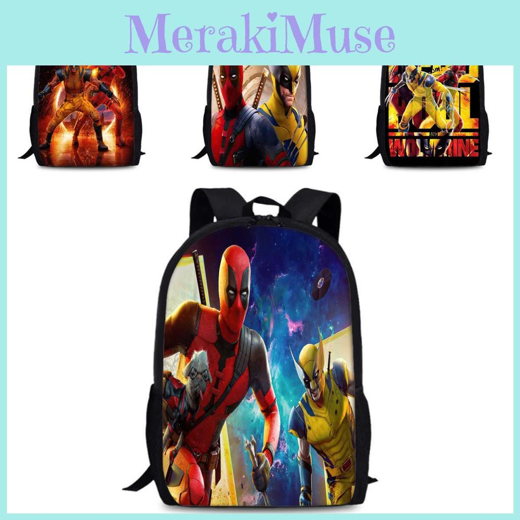 Deadpool Wolverine Backpack 15 Inch Anime Cartoon Schoolbag Lightweight