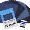 Iron On Patches for Clothing Repair 20PCS, Denim Patches for Jeans Kit  4 Shades of Blue Iron On Jean Patches for Inside Jeans & Clothing Repair