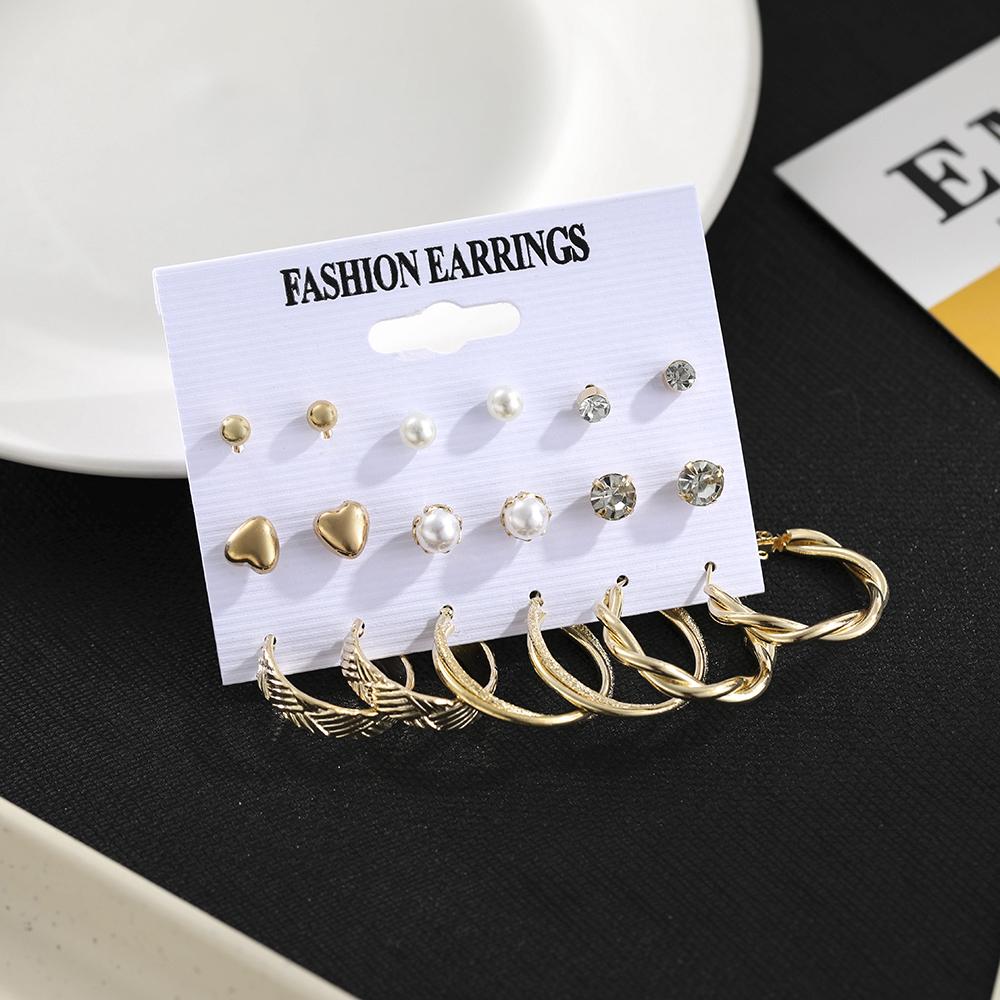 Модный комплект серег-кольцев для женщин, элегантные серьги-гвоздики в стиле ретро с геометрическим узором, ювелирные аксессуары