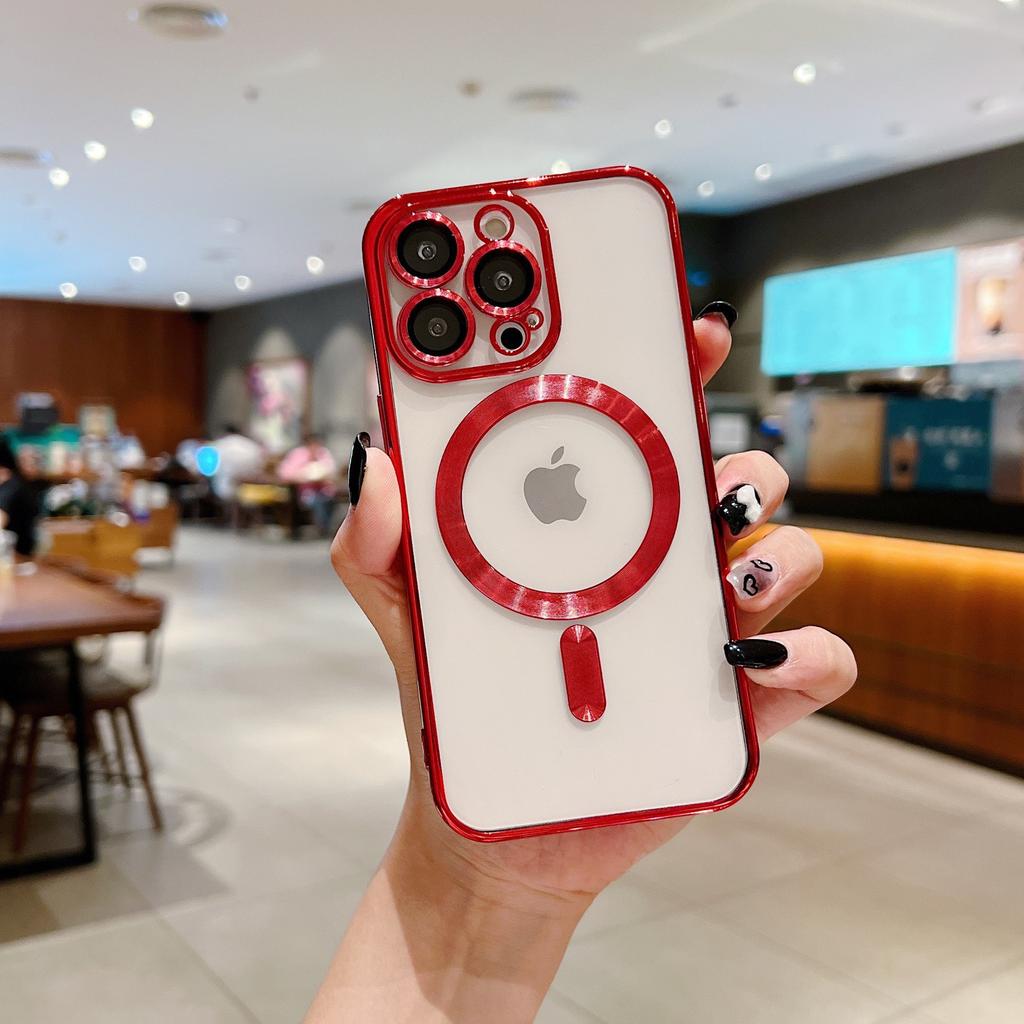 Применимо к iPhone 15 Гальванизированный CD-узор Тонкое отверстие Чехол для мобильного телефона Apple 14 с плёнкой для объектива Magsaf Магнитный защитный чехол