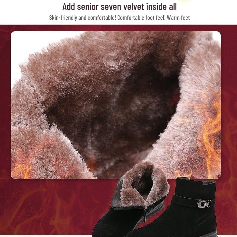 Женские очень толстые замшевые зимние сапоги на флисовой подкладке - Стильная, универсальная, теплая, удобная зимняя обувь