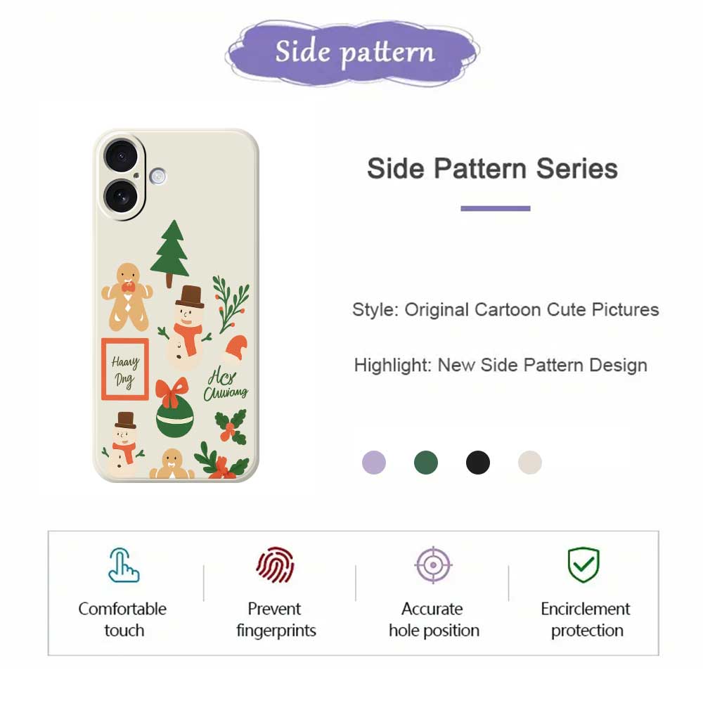 Чехол для iPhone 17 с рождественским рисунком снеговика, печать, прямой край, ТПУ, задняя крышка для телефона