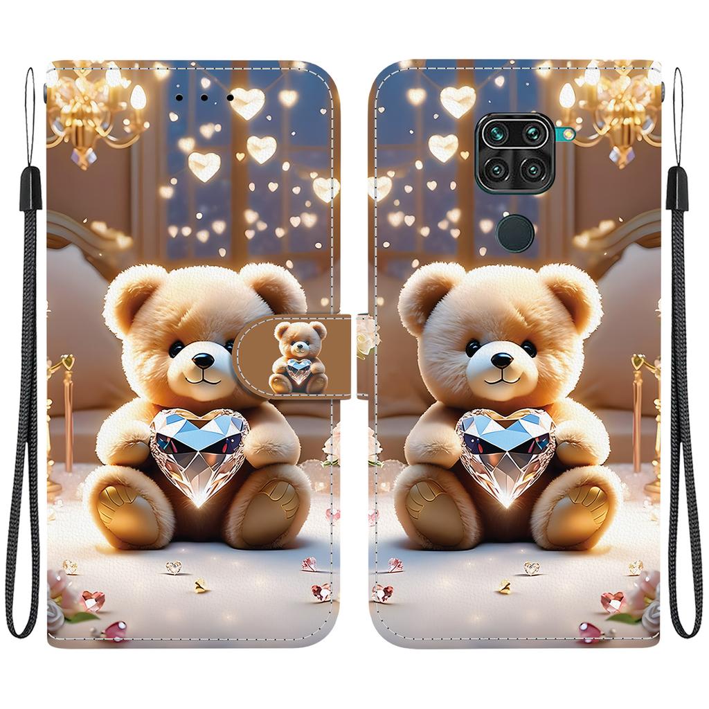 Чехол-книжка из искусственной кожи ручной работы для Xiaomi Redmi 10X 4G/ Redmi Note 9 (4G) Противоскользящий ударопрочный чехол с ремешком на запястье и дизайнами в виде сердец/роз и кошек