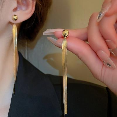 Серьги-подвески из металла в стиле легкой роскоши, модный дизайн, серьги с кисточками, женские украшения