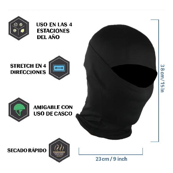 Black Balaclava Quick Drying UV Protection Sports and Motorcycle Adults