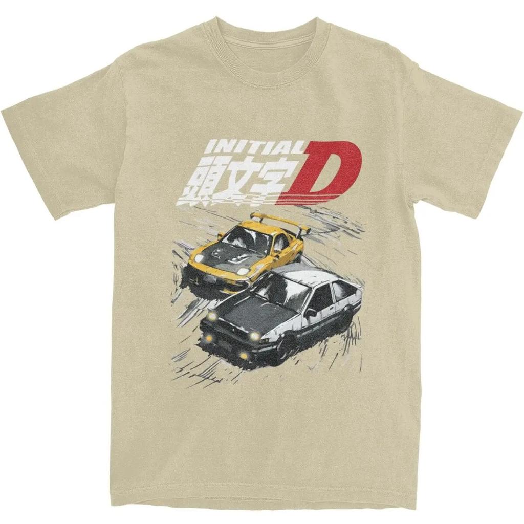 Initial D Merch Tandems AE86 Vs FD Rx-7 Shirt Men Women's 100% Cotton Fashion Drift Racing Car T-shirt Short Sleeve Clothes