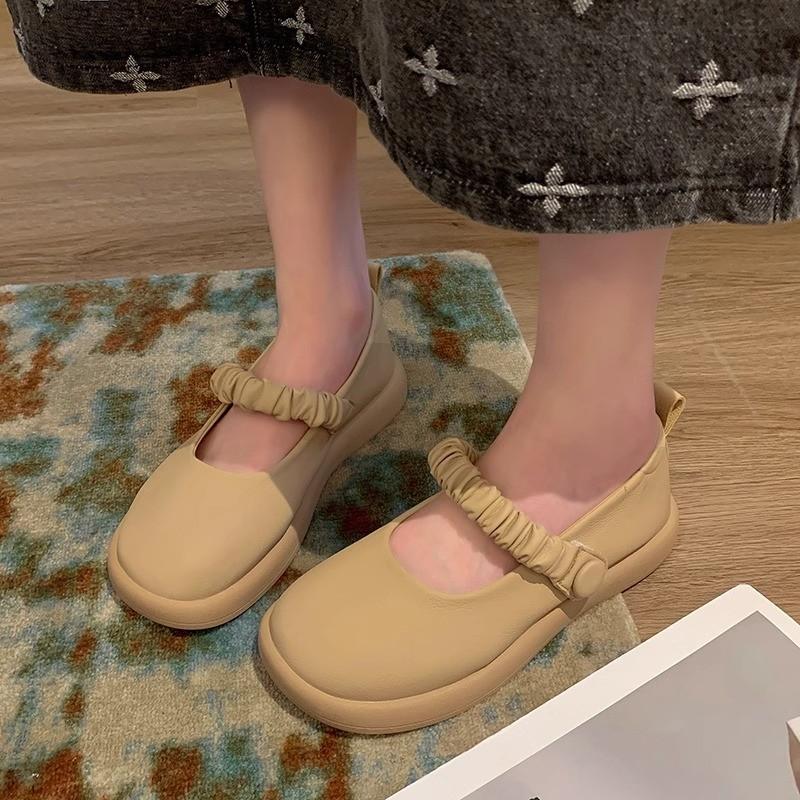 Туфли Мэри Джейн из мягкой кожи женские 2025 новые весенне-осенние летние туфли-лодочки в сказочном стиле, удобные для беременных, на плоской подошве, маленькие кожаные