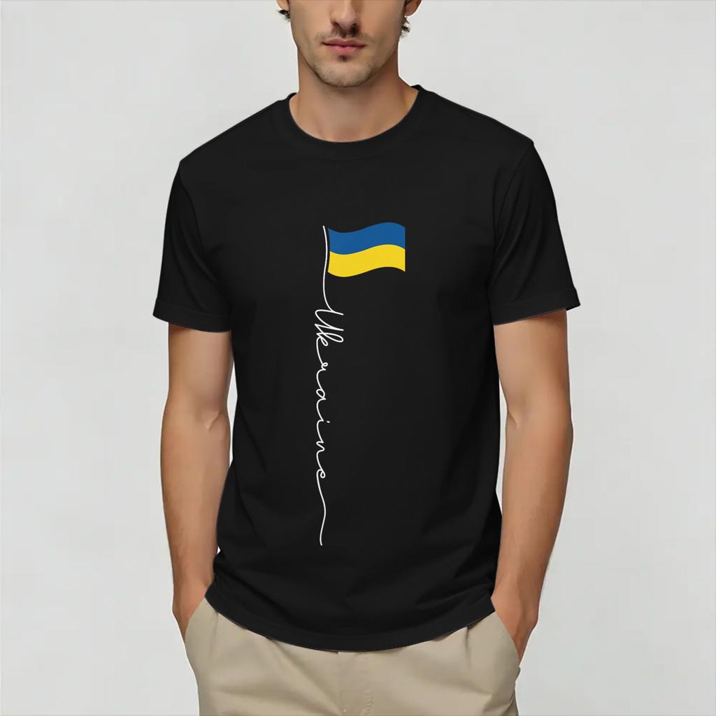 Унисекс футболки Украина Украинский флаг Винтажные хлопковые футболки с коротким рукавом О-образный вырез Одежда Уникальные