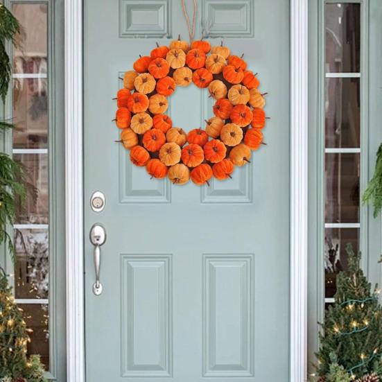 40 см Искусственный тканевый тыквенный венок для помещений и улицы, подвесной на стену или дверь