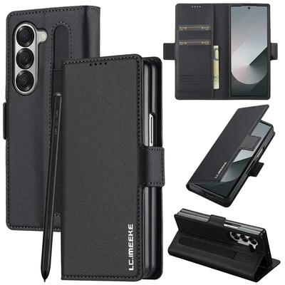 Магнитный откидной кожаный чехол для телефона для Samsung Galaxy Z Fold 7 6 5 4 3 5G Fold7 Fold6 Fold5 Чехол-кошелек для карт Etui Coque