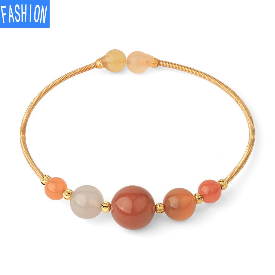 Натуральный кристалл, круглый бисер, геометрический художественный простой браслет