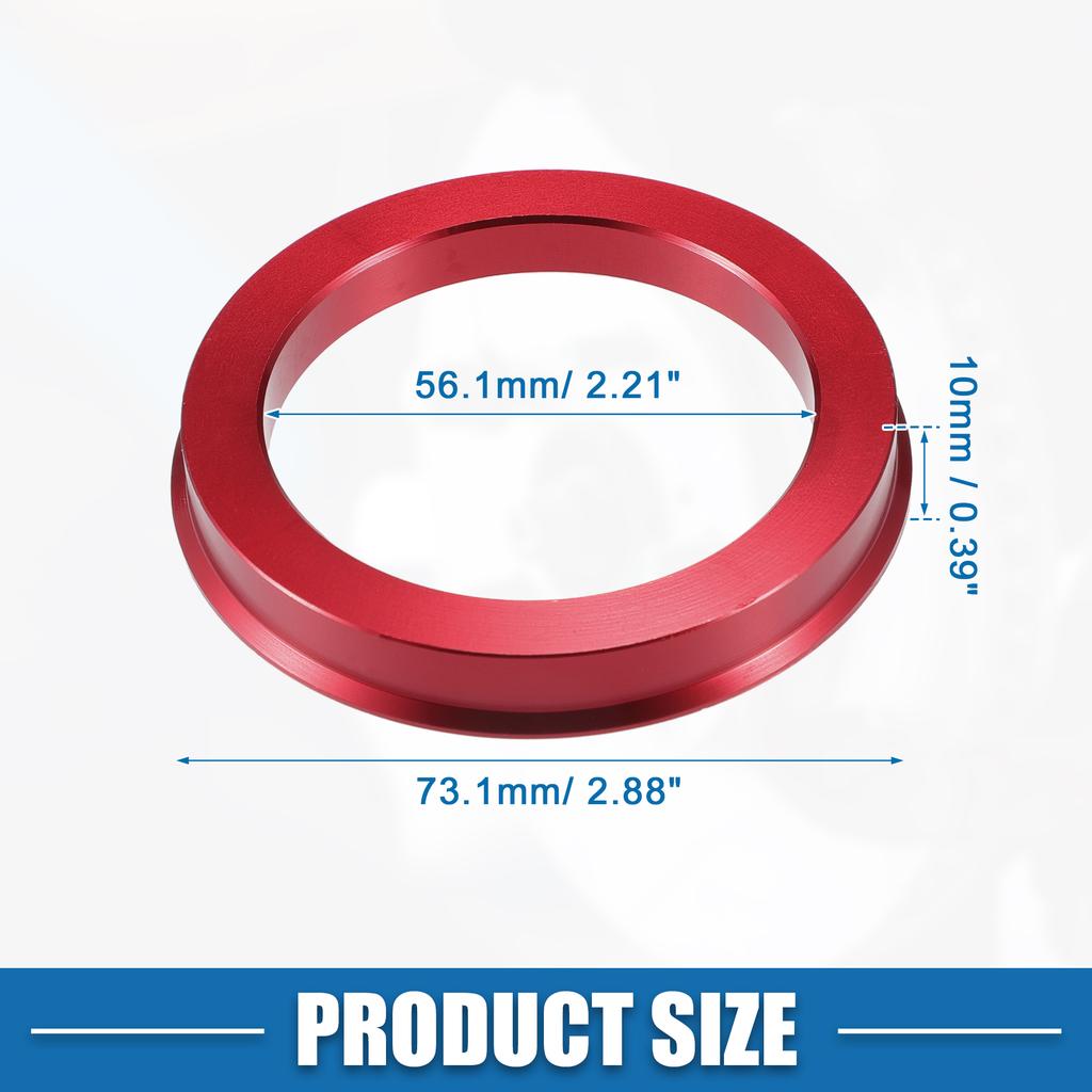 UXCELL 4pcs OD 72.6mm 73.1mm to ID 57.1mm 60.1mm 67.1mm 65.1mm Car Tire Centering Hub Centric Rings Wheel Bore Center Red