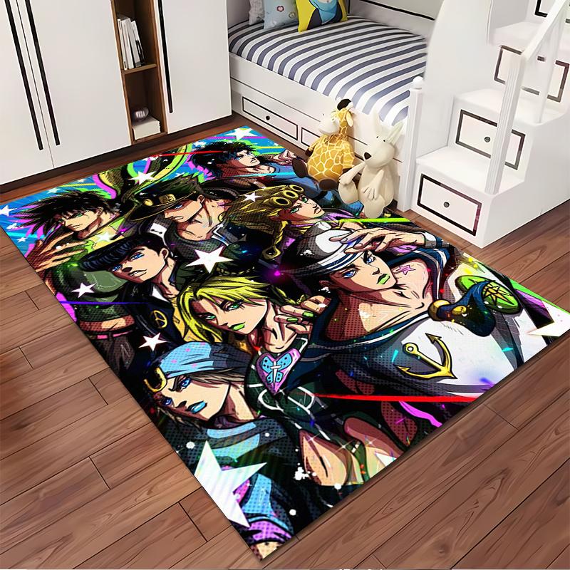 Vibrant Anime Characters Group Design Rug Non-slip rug suitable for living room and bedroom sofas.