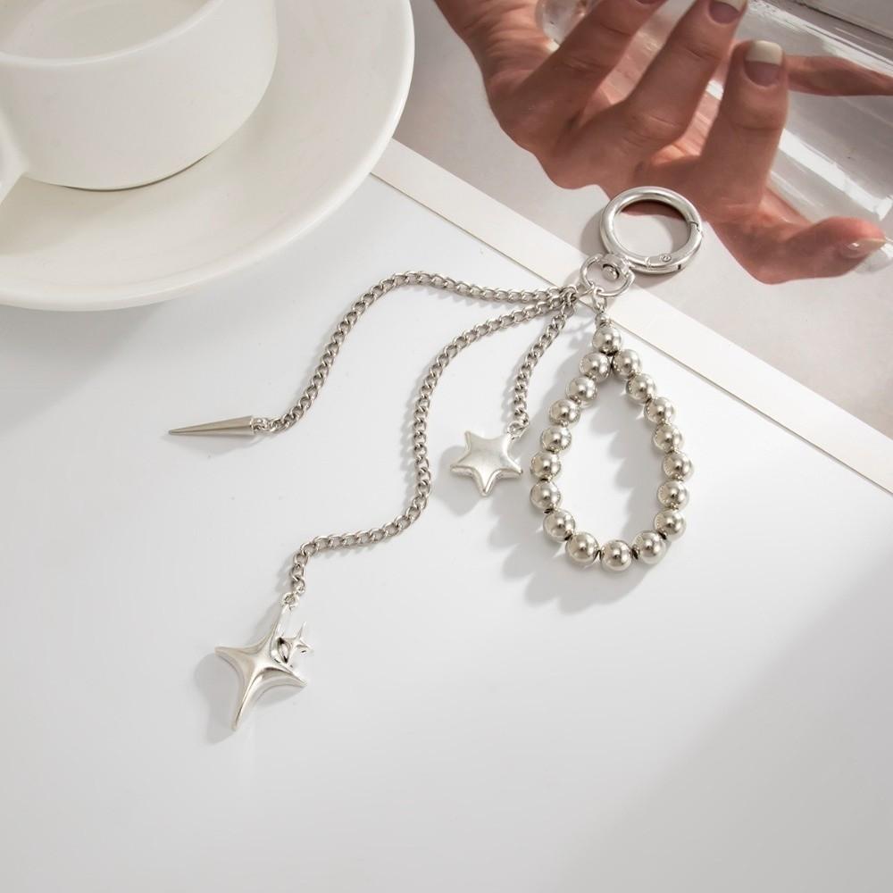 Star Rivet Pearl Beadeds Keychain Tassel Peach Heart Key Ring Gifts Chain Bag Pendant Trendy