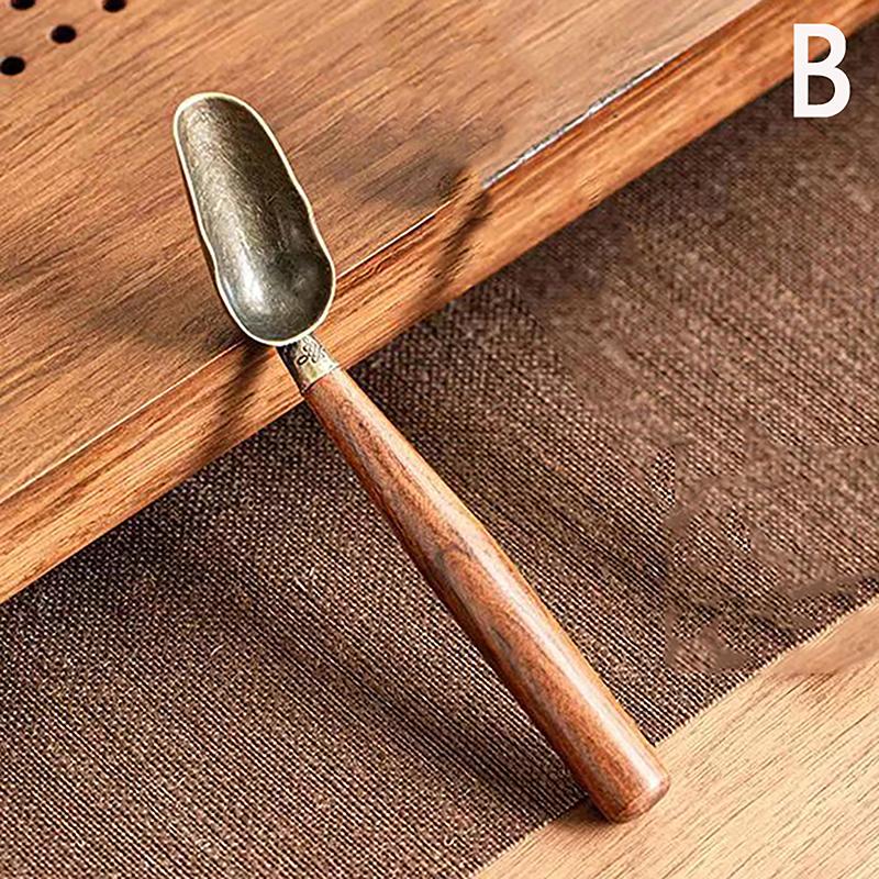Чайная ложка из цельного дерева с длинной ручкой из сплава, разделенная на части чайная ложка, чайная церемония Kong Fu, совок для орехов, лопатка для специй
