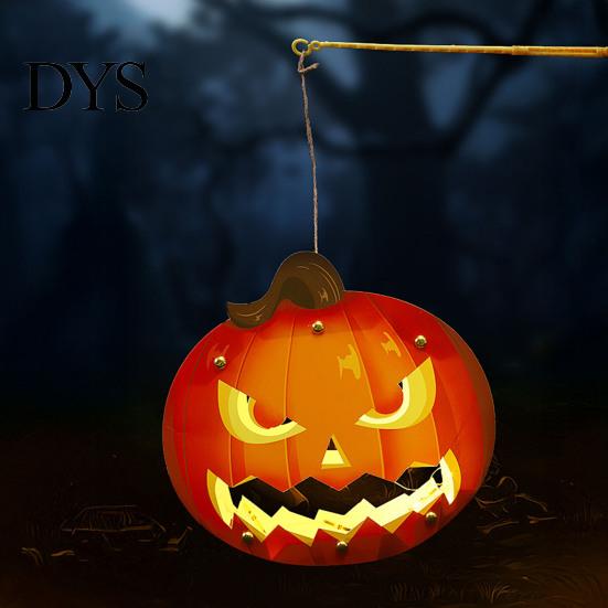 DIY Art Kits for Home Gardening Halloween Lantern Craft Set Kids, Handheld Paper Pumpkin Ghost with LED Light Trick or Treat Party Decoration,