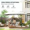 Double Garden Umbrella, 4.6 x 2.7 m, 12 Ribs, with Vents and Crank Handle. Beige
