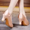 Fashion Professional  Women's Latin Dance Shoes Silk Close Toe Waltz Tango Cha Ballroom Party Dance Shoes Heeled 5.5CM