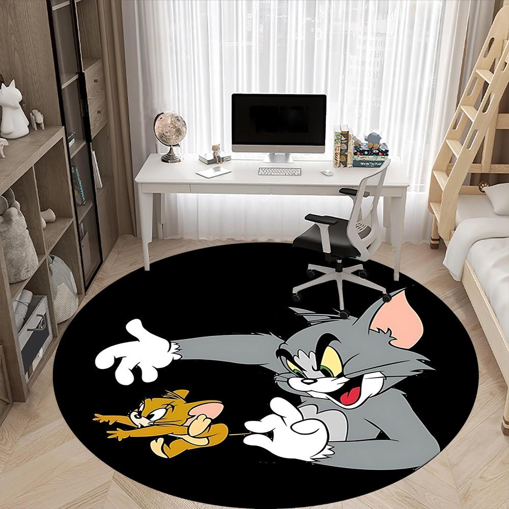 1pc Tom Jerry Office Round Area Rug, Under Office Chairs Bedroom Living Room Home Decor, Room Decoa1016107
