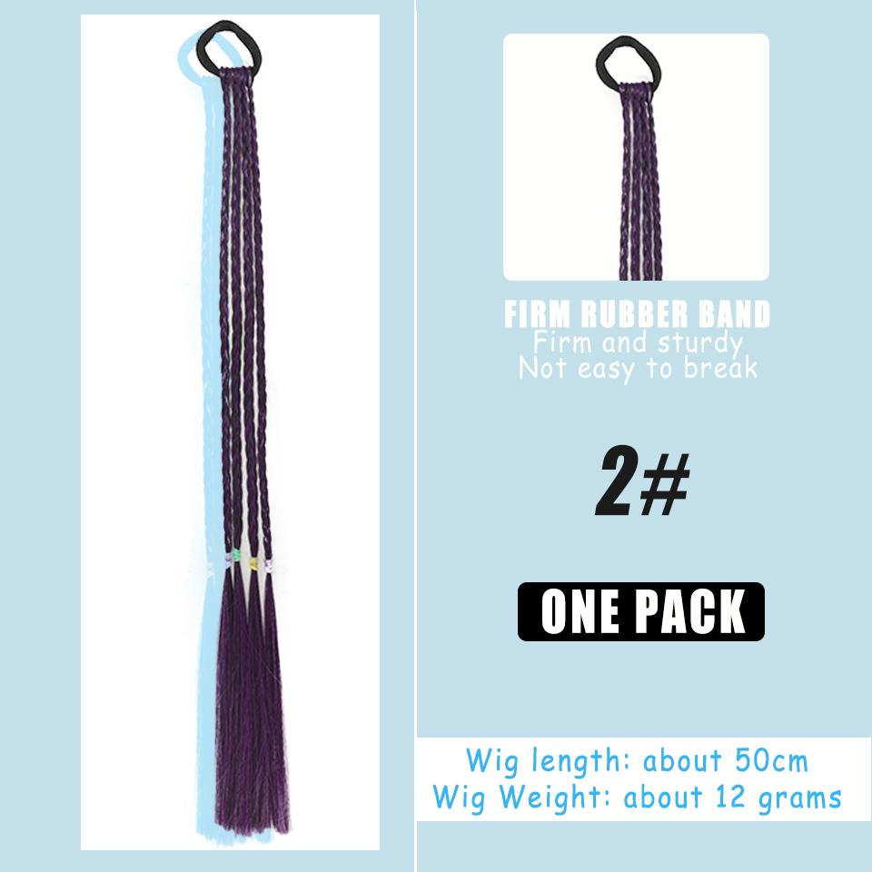 Синтетический парик WTB, цветная градиентная коса, плетеная веревка для маленьких девочек, высокотемпературная шелковая повязка на голову ручной работы, детский парик