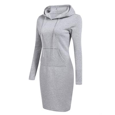 Женское повседневное платье-свитер с длинными рукавами и карманами с капюшоном