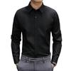 Men Formal Shirt Business Style Turn-down Collar Long Sleeves Slim Fit Single-breasted Solid Color Office Meeting Shirt