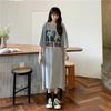 Ночная рубашка длиной до колена в корейском стиле для женщин больших размеров — свободное, повседневное и удобное платье на весну/лето.