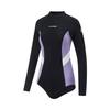 Swimming Series Color Block Letter UV Resistant Breathable Long Sleeve One-Piece Swimsuit Women Swimsuit Black Lilac ASLU110-1