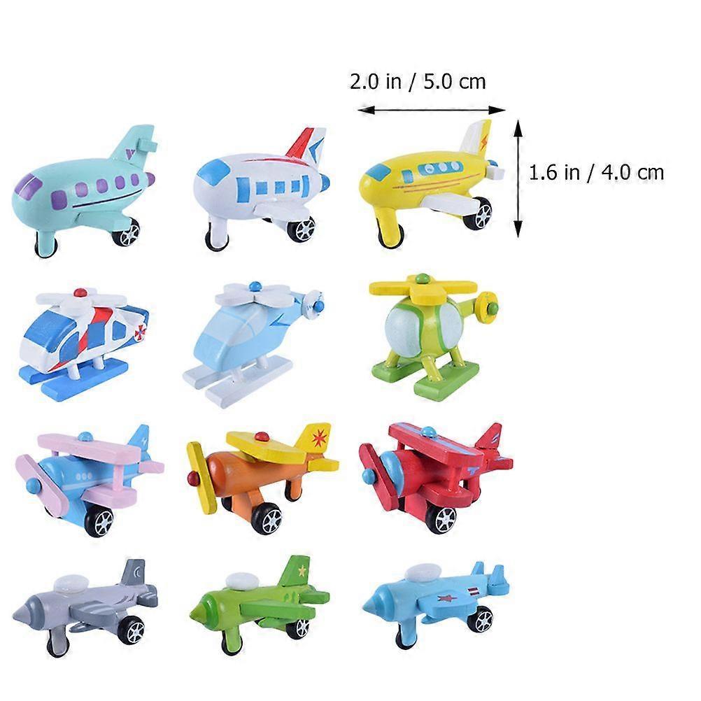 12PCS Wooden Children Mini Plane Toy Premium Airplane Toy Lovely Airplane Toy