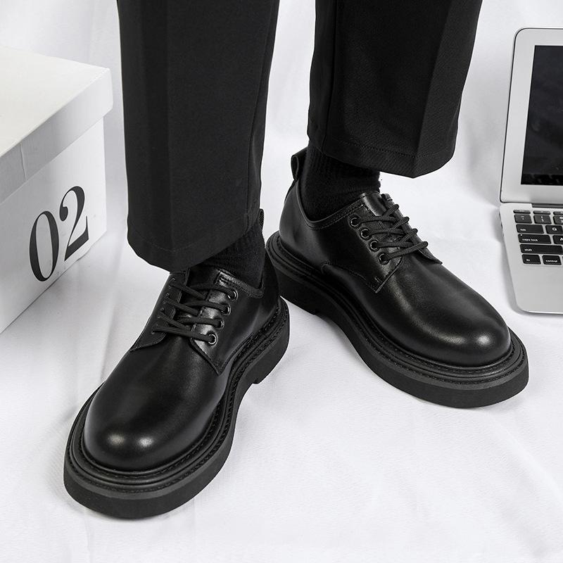 Fashion Luxury Men's Japan Karajuku Korean Style Streetwear Vintage Thick Platform Increase Casual Leather Shoes Soft Male Dress Shoes