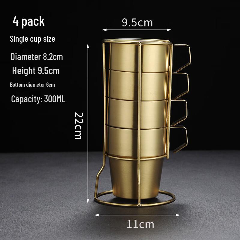 Utuo Double Wall Insulated Glass Cup Set with Storage Rack