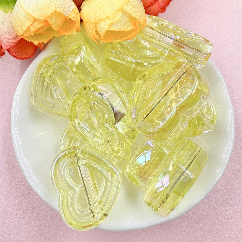 High Quality Creative Handmade Material DIY Making Accessories Spacer Loose Beads 12Pcs 23.9mm*20.8mm with Hole 6 Colors Acrylic Peach Heart