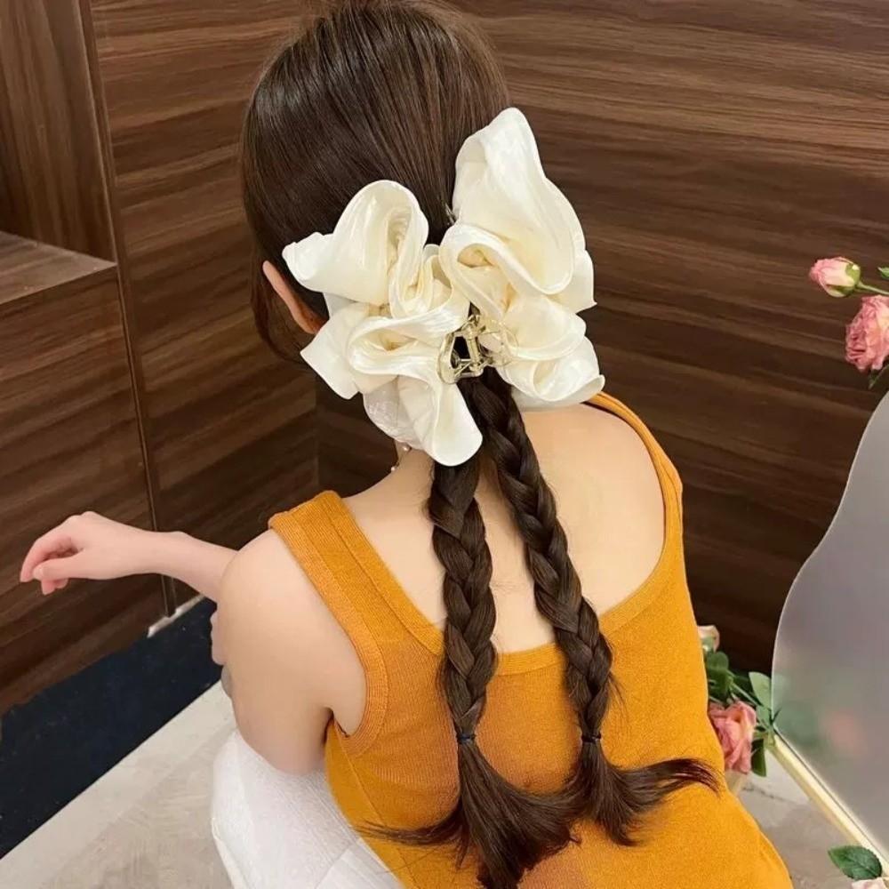 PC Cloud Crab Claw Clip Large Size Shark Clip Elegant Pleated Hair Claw Daily
