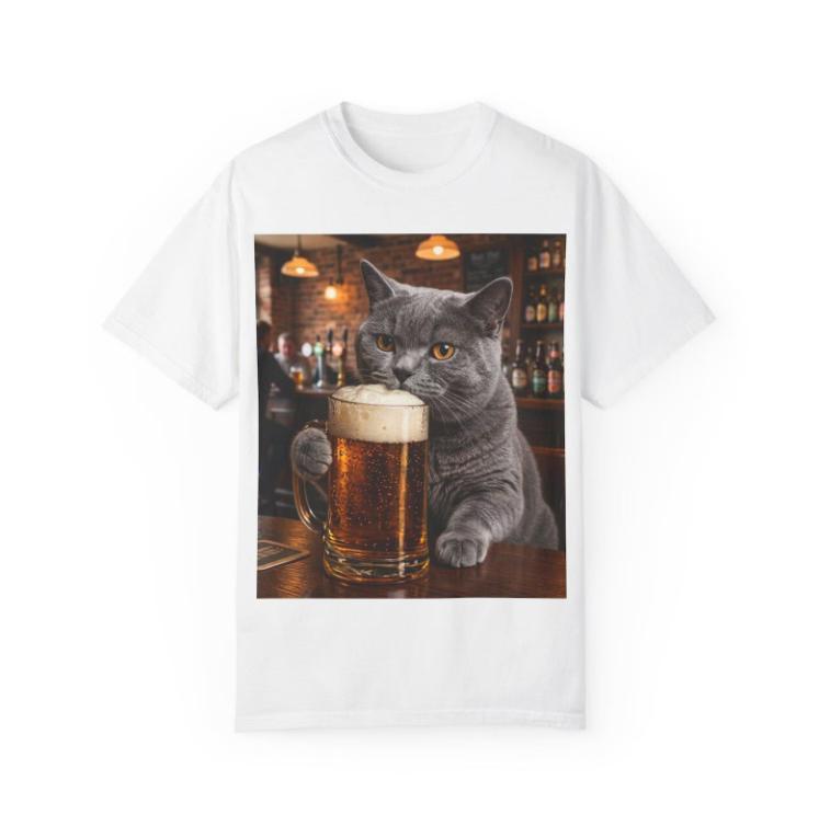 Funny Cat Drinking Beer Bar Short Sleeves TShirt Cool Aesthetic Cat Lover Funny Pub Casual Streetwear Graphic Tee Top Kawaii